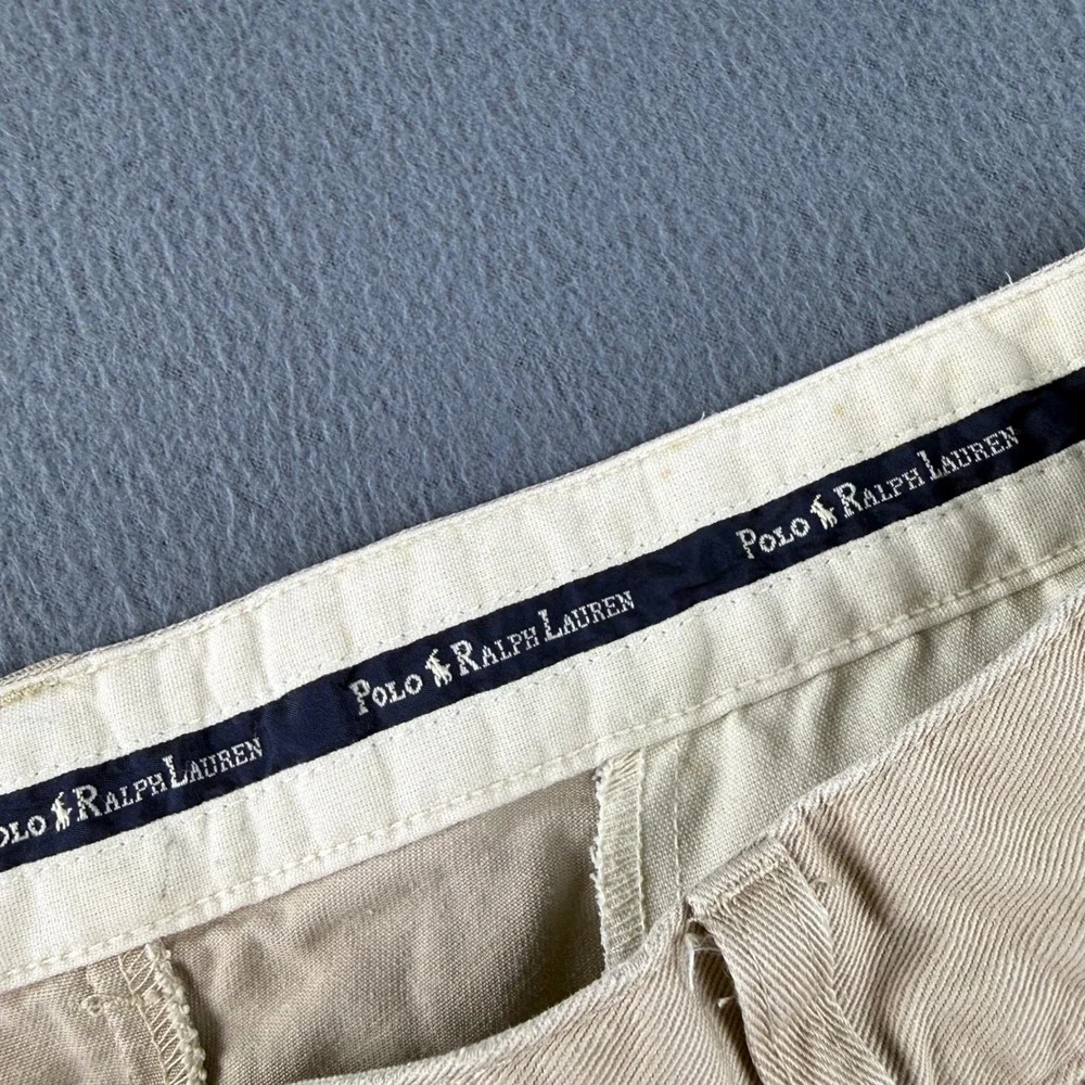 Vintage USA Polo Ralph Lauren Pants Mens 34x31 (Fits 33x30) Beige Double Pleated